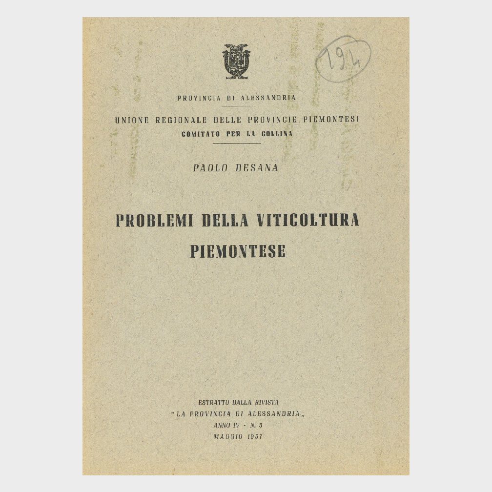 Book Cover: PROBLEMI DELLA VITICOLTURA PIEMONTESE
